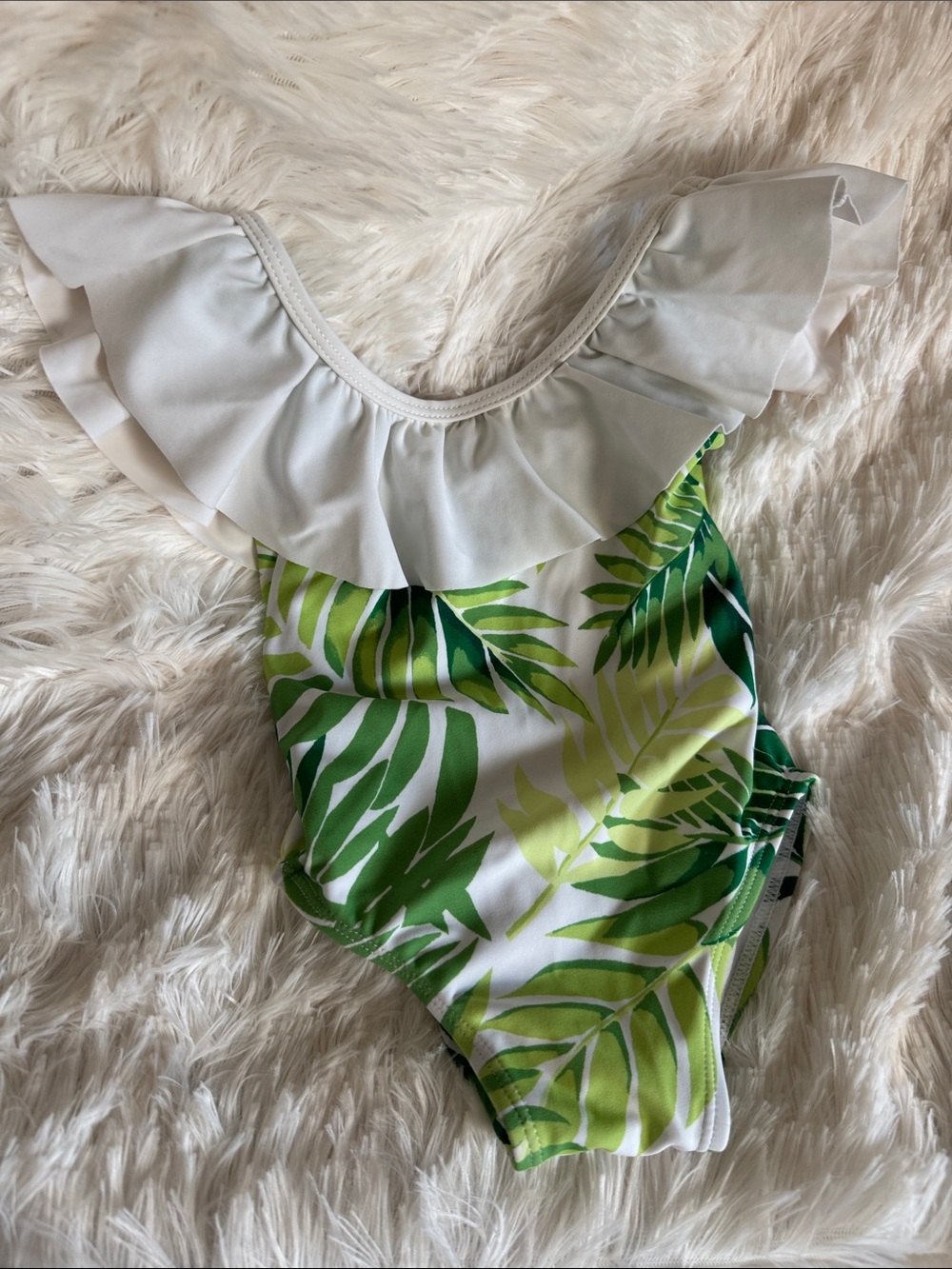 Janie and Jack Cream Ruffle-Trim Swim One-Piece